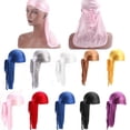 thumbnail image 1 of Smooth Shiny Silky Du Rag Durag Headband Pirate Cap Unisex Solid Color Nylon Hat, 1 of 5