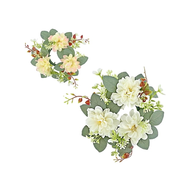 Small Candle Rings Wreaths Flower Candle Rings Flower Garland For Tables Realistic Rose For Wedding Centerpieces Flower Arrangement Home,23 cm,Blue