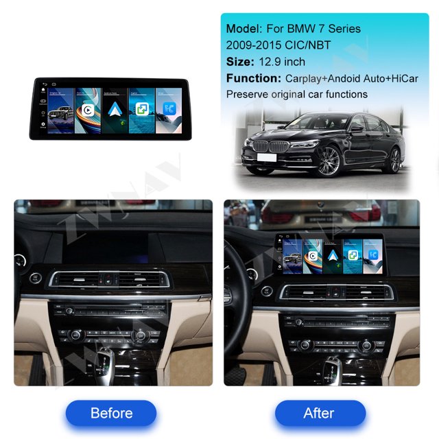 ZWNAV Upgrade 12.9 Inch Car Radio Linux For BMW 7 Series CIC 2009-2012 Multimedia Player GPS Navigation Android Auto CarPlay Head Unit