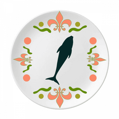 

Blue Ocean Docile Streamline Dolphin Flower Ceramics Plate Tableware Dinner Dish