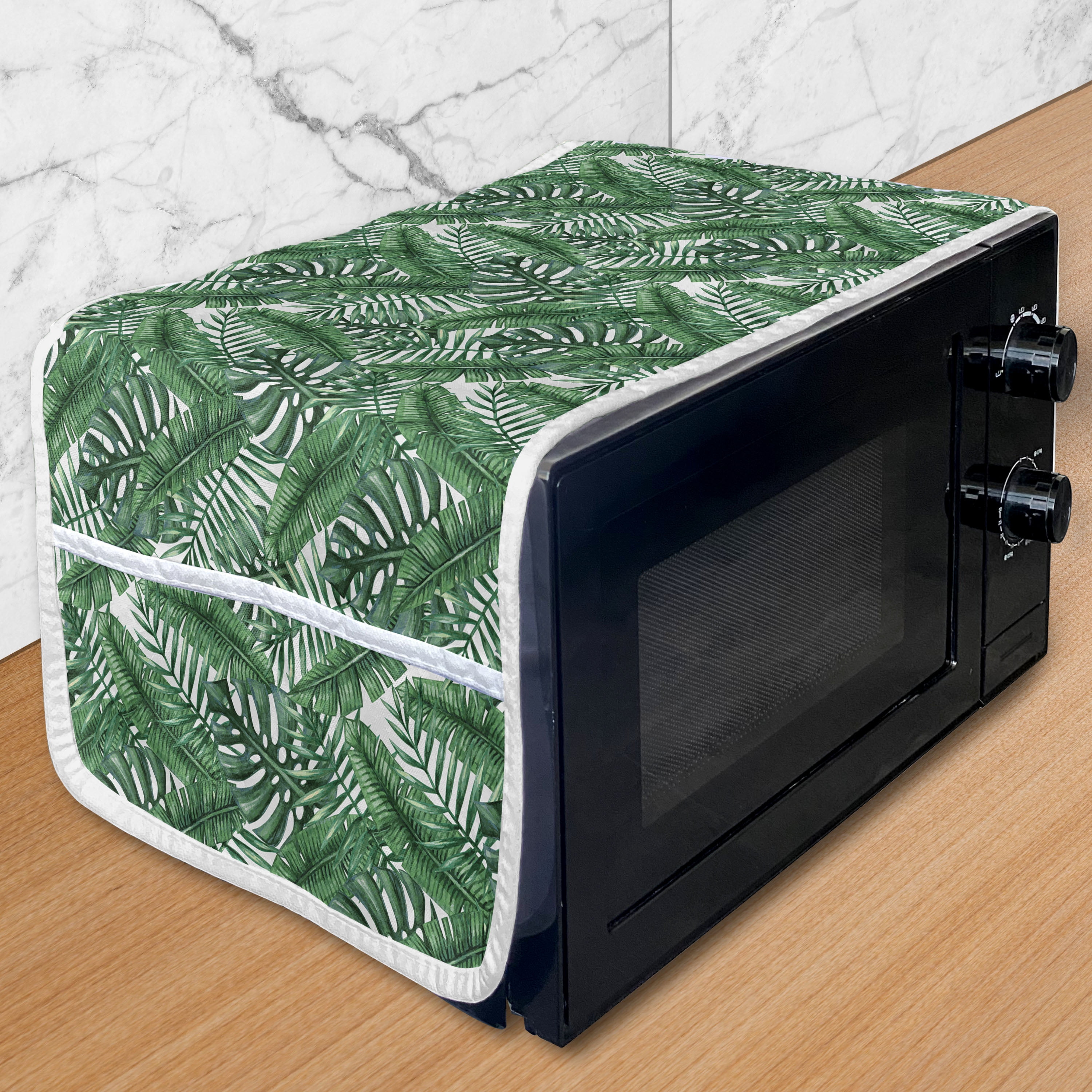 Palm Leaf Microwave Oven Cover, Watercolor Art of Palm Tree Leaves