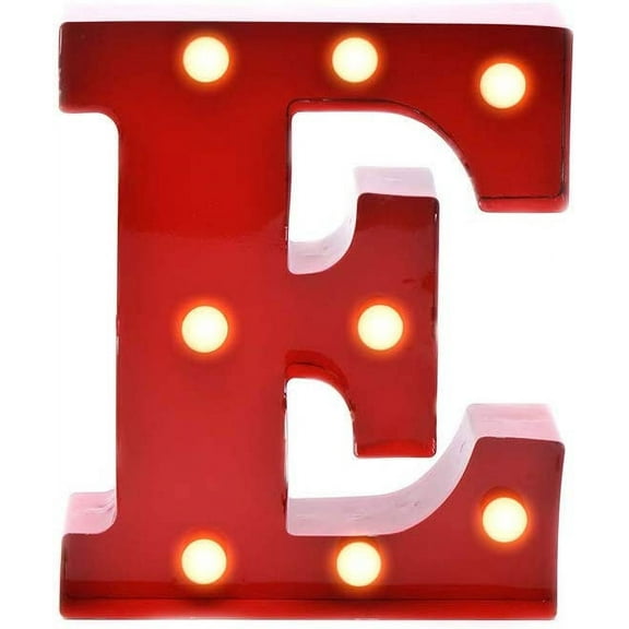 Home by Jackie Inc Decorative Red Vintage Metal Hanging Light up LED Letter “E”