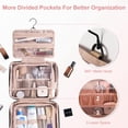 thumbnail image 4 of EVERFUN Large Travel Makeup Bag for Women Hanging Toiletry Bag Full Size Cosmetic Organizer Kit Pink, 4 of 10