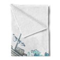 thumbnail image 2 of Nautical Soft Flannel Fleece Blanket, Ship Being Tossed by Giant Ocean Waves Aquatic Old Vessel Sea Journey Illustration, Cozy Plush for Indoor and Outdoor Use, 50" x 60", Aqua Taupe, by Ambesonne, 2 of 5