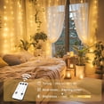 thumbnail image 2 of 300 LED Remote Control Christmas Curtain Lights, Plug in Fairy Curtain Lights Outdoor, Window Wall Hanging String Lights for Bedroom Backdrop Wedding Party Indoor Patio Xmas Decor, Warm White, 2 of 8