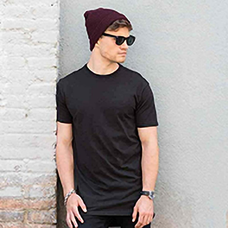 Skinnifit Men Longline T-Shirt With Dipped Hem - Fire Label