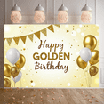 thumbnail image 6 of LUUFILx Glittery Golden Happy Golden Birthday Banner Backdrop Background Party Decoration, 6 of 7