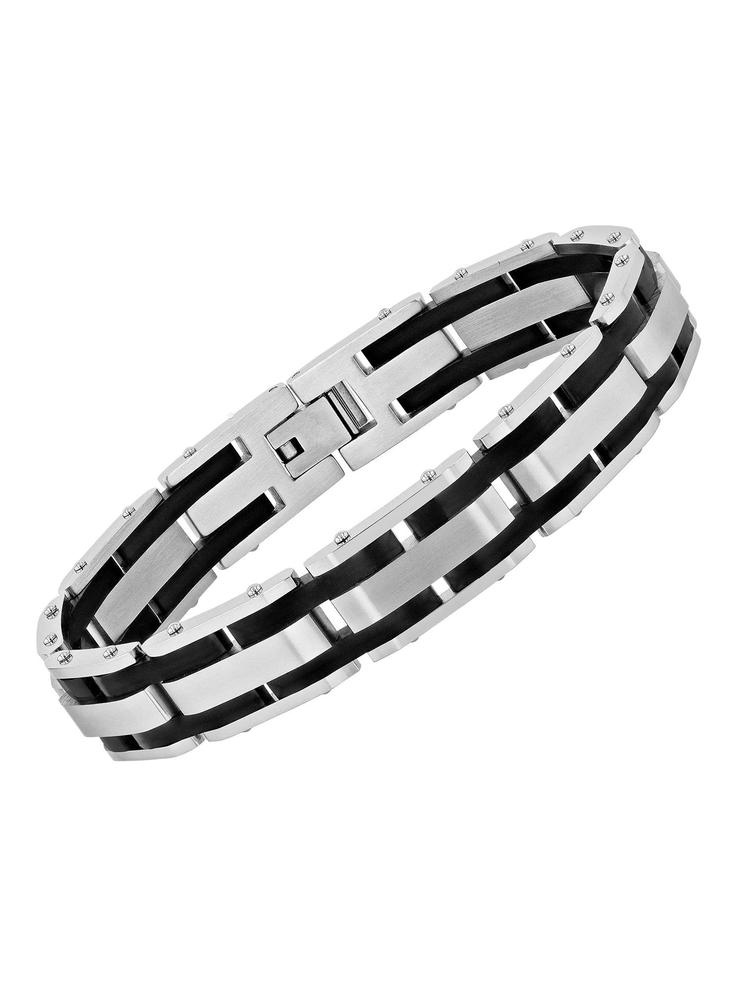 Mens Lab-Grown Diamond Accent Two-Tone Stainless Steel Pendant Necklace & Bracelet Set, Set of 3
