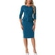 thumbnail image 1 of INSPIRE CHIC Vestido Lápiz Vintage para Mujeres con Mangas 3/4 Midi Bodycon Peplum Vestidos Sheath L Azul Verde, 1 of 6