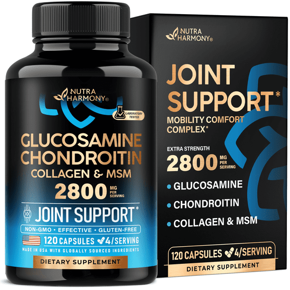 Glucosamine Chondroitin MSM Collagen - Joint Supplements 2800 mg - 120 Caps NUTRAHARMONY