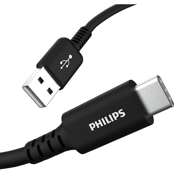 Philips USB-C to USB-A Charging Cable 2 Pack, 3 ft Long Cord, Sync & Charge, USB-C Cable, Compatible W/iPad Pro, MacBook Pro, Samsung Galaxy S9/S8, Black