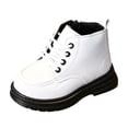 thumbnail image 2 of Spazoro Toddler Girls Ankle Boots with Side Zipper, Non-slip Lace-up Warm Solid Color Classic Short Booties Fashion Dress Boots for Daily Wear White, 2 of 7