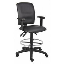 Manufacturer Varies Leather Drafting Chair, 29 1/2-, Adjustable, Black 452R14