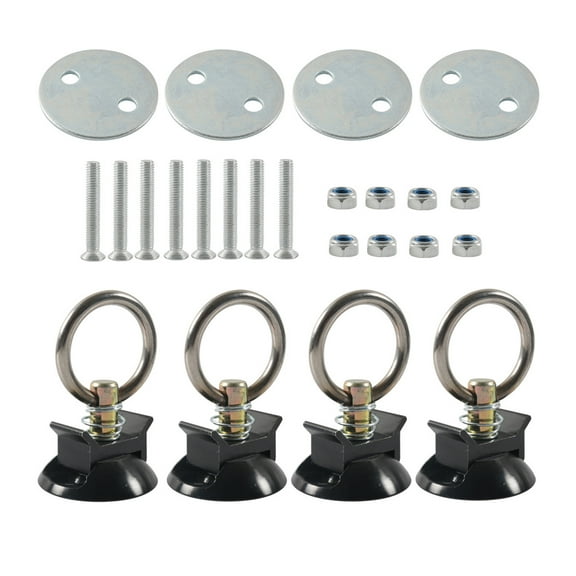 RUISINERY 4 Sets Tie Down Systems Round Tie Down Anchors Point Set with Round Rings for Truck Beds Trailer to Tie Down Motorcycle