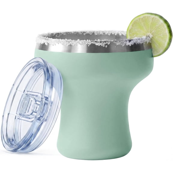 11 oz Vacuum Insulated Margarita Tumbler with Lid - Stainless Steel Margarita Cup with No- Coating - Shatterproof Tumbler for Ice-Cold Sips by the Pool, Patio & Beach (Pale Green)
