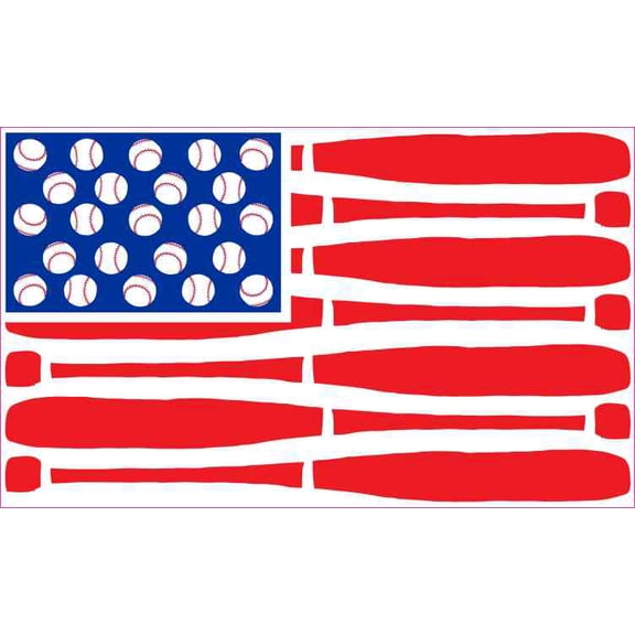 5inX3in Baseball American Flag Sticker Vinyl Patriotic Sports Bu
