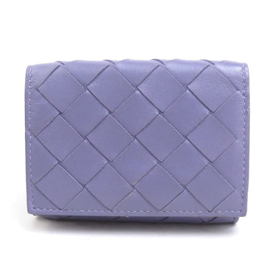 Pre-Owned Bottega Veneta Tri-fold Wallet in Intrecciato Leather, Purple, Unisex, r10977g