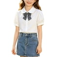 thumbnail image 2 of Odeerbi Camisa de Vestido de Algodón de Las Niñas Flor Bordado de Manga Corta Uniforme de La Escuela Con Bolsillo, 2 of 9