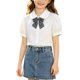 thumbnail image 2 of Odeerbi Camisa de Vestido de Algodón de Las Niñas Flor Bordado de Manga Corta Uniforme de La Escuela Con Bolsillo, 2 of 9