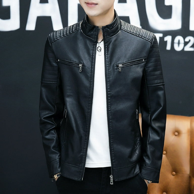 福袋 バースデイ jacket leather Men's spring leather collar stand autumn and Clothing