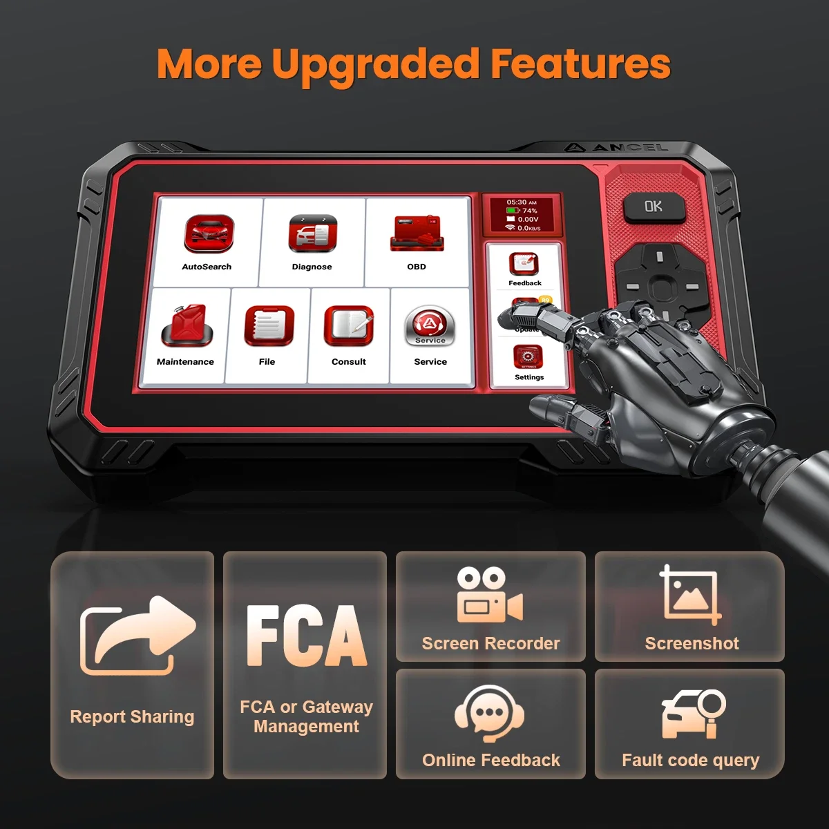 [Second Hand] ANCEL DS400 LITE OBD2 Scanner Bidirectional Scanning Tool+3-in-1 Touchscreen Stylus