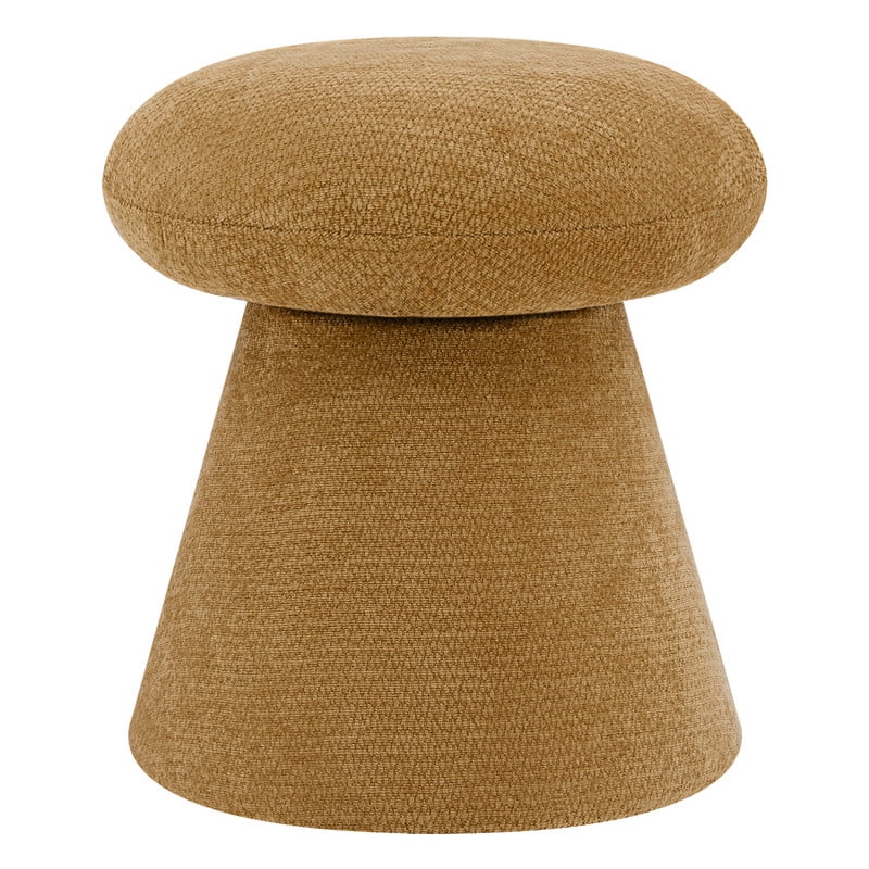 Spruce & Spring Swivel Upholstered Chenille Ottoman Footstool, Accent Stool for Living Room, Bedroom & Vanity, Yellow, 17x16x16in