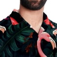 thumbnail image 5 of Flamingo Tropical Rainforest Men's Short Sleeve Beach Shirts Hawaiian Button Down Casual Summer Printed Unisex Top, 5 of 6