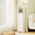 thumbnail image 3 of Giantex Small Bathroom Storage Cabinet, Corner Floor Cabinet w/Door & Adjustable Shelves, Narrow Toilet Paper Holder, Slim Storage Organizer, White, 3 of 9