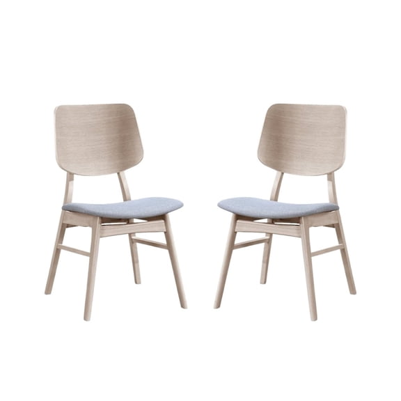 FurniFact Wood Back Dining Chair Set of 2 Mid-Century White Ash