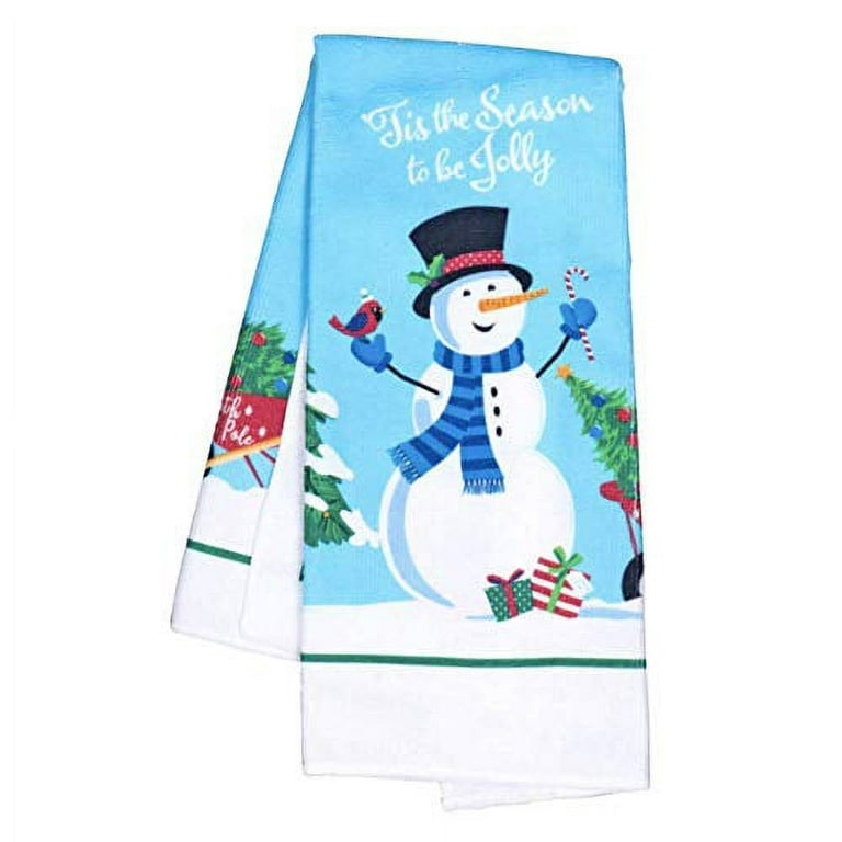 Home Decor Holiday Seasonal Kitchen Dish Towels: Four (4) Herringbone Hand  Towels: Two (2) Let It Snowman and Two (2) Be Jolly Snowmen, 100% Cotton