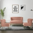 thumbnail image 3 of Modern Velvet Accent Chair Set of 2 Upholstered Side Chairs Gold Leg Home Bedroom Pink, 3 of 10