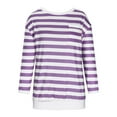 thumbnail image 4 of Tops casuales sueltos con cuello redondo y manga larga a rayas azul marino para mujer Fridja fjkfkj2017, 4 of 7