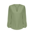 thumbnail image 4 of TODOZO Chiffon Tops for Women Flowy Tops for Women Womens Summer Tops Womens Casual Long Sleeve V Neck Shirts Flowy Business Work Blouses S Xxl Green Xl, 4 of 4