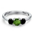 thumbnail image 3 of Gem Stone King 925 Sterling Silver Green Chrome Diopside and Black Diamond Engagement Ring for Women | 1.04 Cttw | Round 5MM | Gemstone Birthstone | Size 6, 3 of 6