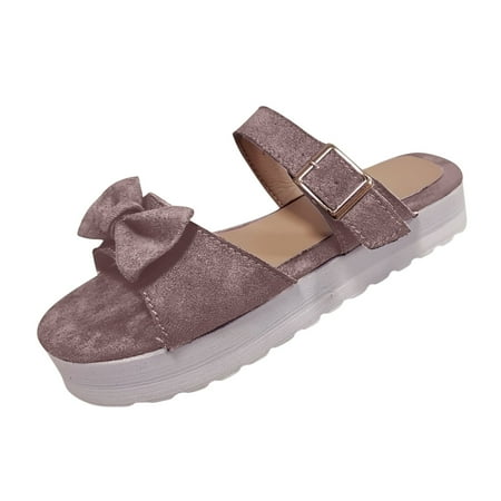 

Follure Girl women s casual shoes Ladies Summer Fashion Plus Size Bowknot Beach Flats Open Toe Sandals Wine 37