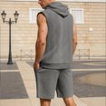 thumbnail image 5 of Hogleaql Men's Linen Shirt Shorts Outfits Cotton Short Sleeve Trendy Tshirts Hooded and Casual Shorts Loose Outfits Comfy Matching Sets with Pockets Light Gray S, 5 of 6