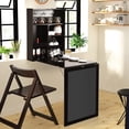 thumbnail image 3 of Giantex Folding Desk, Wall Mounted Fold Out Desk w/Storage Shelves & Hooks, Floating Corner Desk for Small Spaces, Brown, 3 of 8