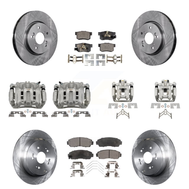 Transit Auto Front Rear Disc Brake Caliper Rotors and Ceramic Pads Kit (10Pc) for Car 2012-2016 Honda CR-V AWD KC8-101283T