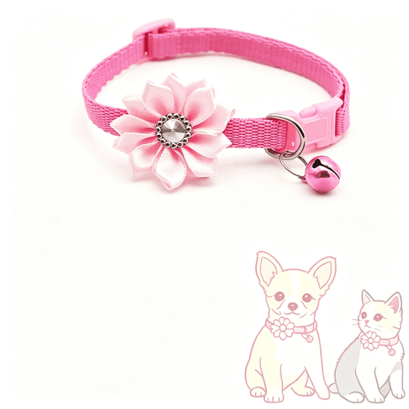 GASTROPOD 2026 New Puppy Collar with Bell, Small Dog Collars Girls Flower Kitten Collars Soft Nylon Cat Collar Necklace Adjustable for Xxs Xs Small Tiny Male Dogs Pet Animal Kitten Collar with Bell