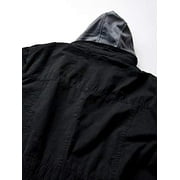Levi's Men's Washed Cotton Military Jacket with Removable Hood (Standard and Big & Tall), Black, Medium