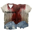 thumbnail image 2 of AWZXDE T-Shirts Élégants pour Femmes - T-Shirt à Manches Courtes Imprimé Col Rond pour Usage Quotidien Sorties Décontractées et Superposition, 2 of 4