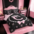 thumbnail image 2 of meiyoeat Pink Monogram Bowknot 7-Piece King Bedding For Kids,Girls Ribbon Bow Letter C King Bed In A Bag Bowtie Lovers,Pink Reversible, 2 of 7