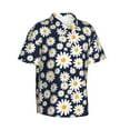 thumbnail image 3 of Xecao Daisy Floral print Hawaiian shirt - a stylish short-sleeve button-down for men, perfect for casual beach and tropical outings., 3 of 9