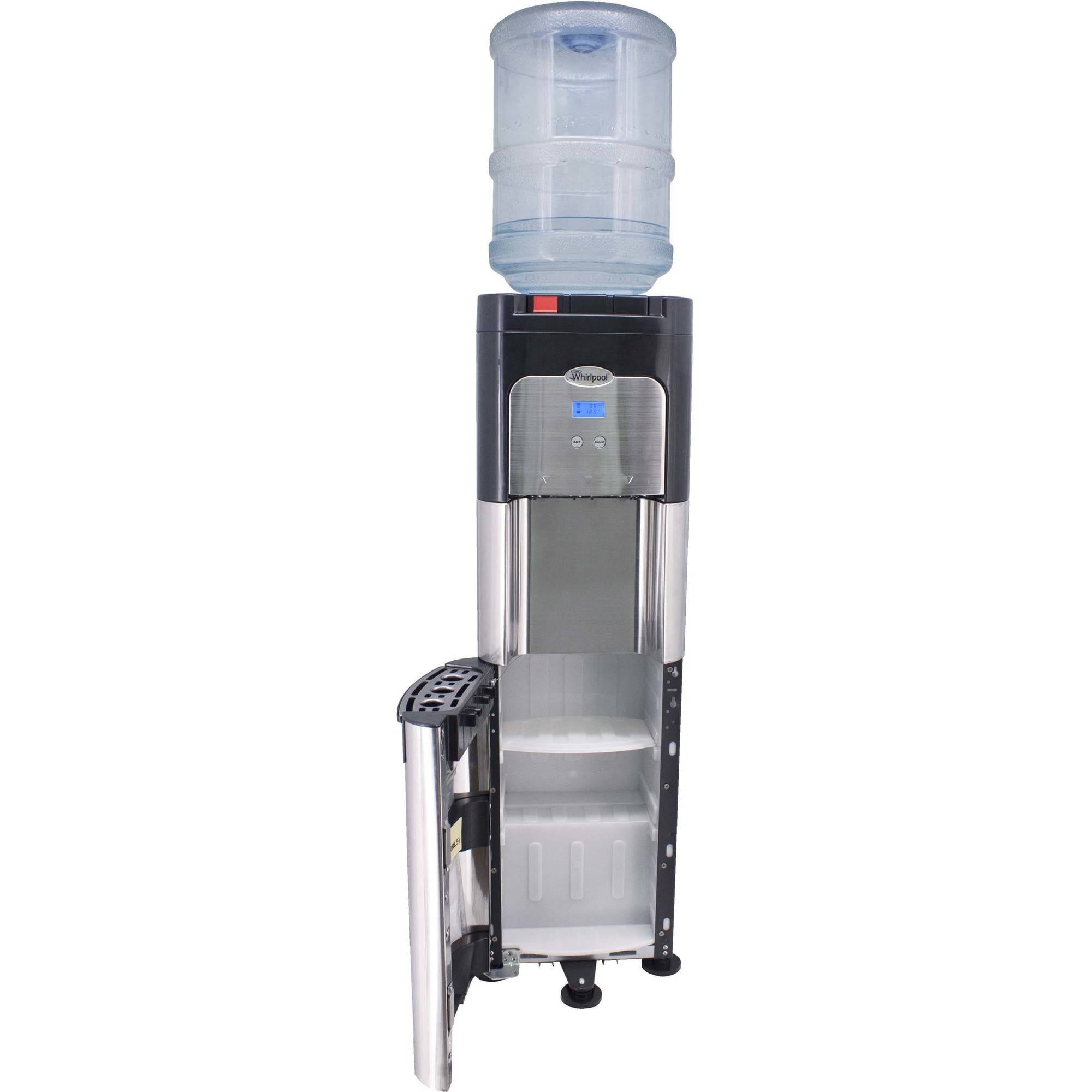 whirlpool stainless steel top load water dispenser water cooler with temperature control and cup storage