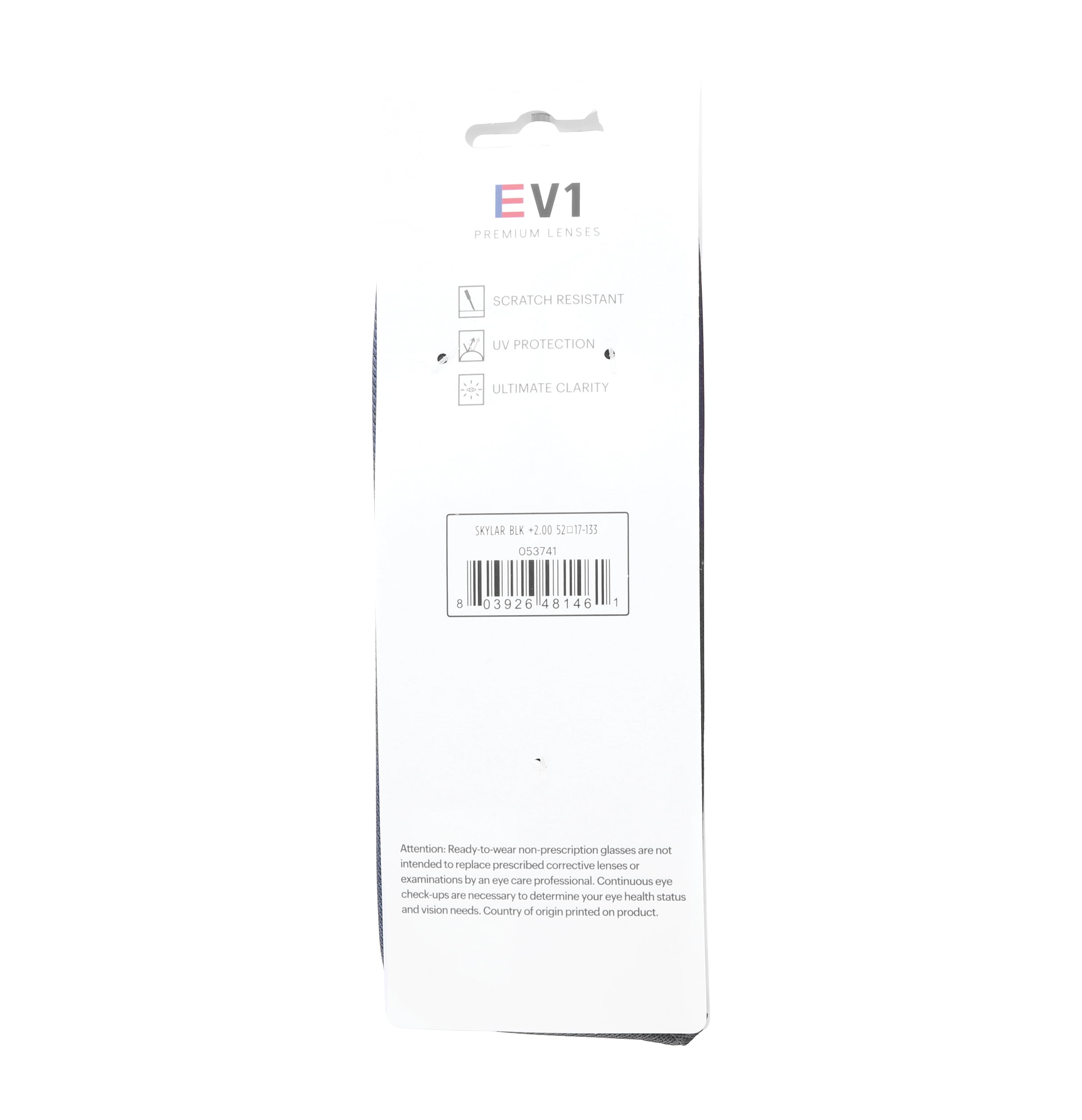 (2 pack) EV1 Skylar Black +2.00 Reading Glasses with Case