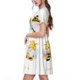 thumbnail image 2 of Rateoe Gnomes Honey Bee Pattern Women’s Short Sleeve Dress – Casual Elegant Summer A-Line Dress for Everyday Wear, 2 of 6