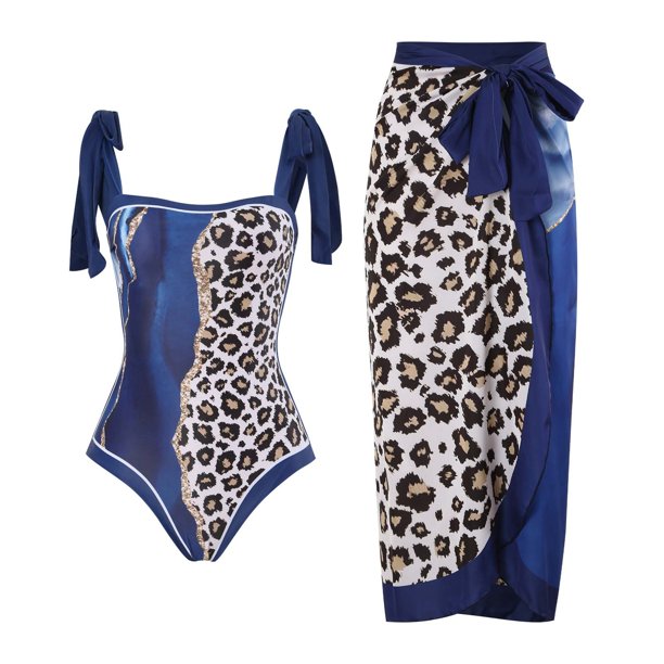 Gibobby Conjunto de Bikini para Mujer Traje de baño de 1 pieza para mujer+1 pieza para cubrir traje de baño de dos piezas con estampado vintage Monokini (P,XL)