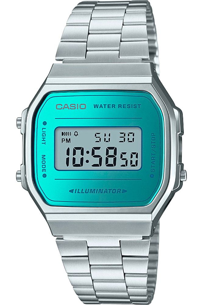 Casio Vintage Retro Silver Blue Water Resistant Digital Watch A168WEM 2VT Walmart