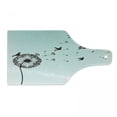 thumbnail image 1 of Art Cutting Board, Dandelion Flower Arrangement Petals Doves Flying Silhouettes Fantasy Blooms Print, Tempered Glass Cutting and Serving Board, Wine Bottle Shape, Turquoise Brown, by Ambesonne, 1 of 1