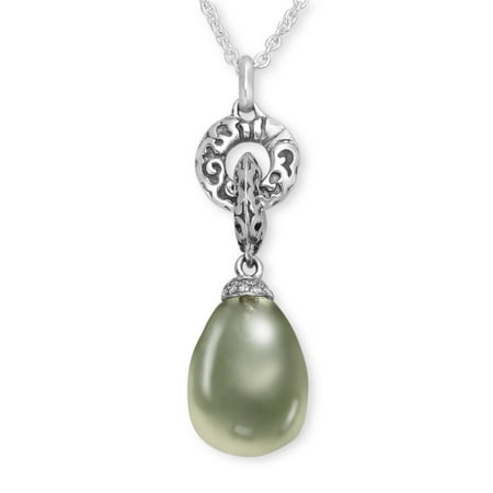 Evert deGraeve 8 3/4 ct Green Amethyst Pendant Necklace with Diamonds in Sterling Silver